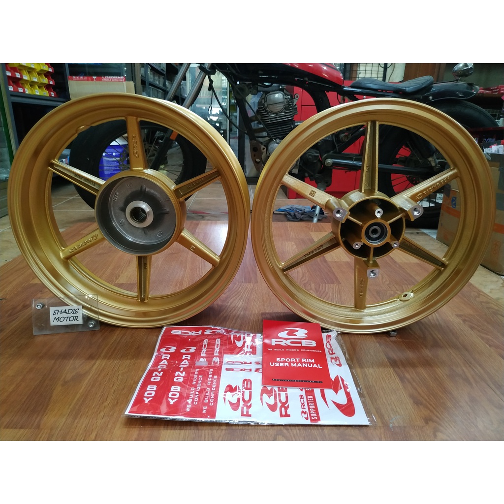 Velg Bintang Motor Merk RCB Tipe 811 Ukuran 250/350 Ring 14 Motor Aerox Warna Gold Velg Palang Motor