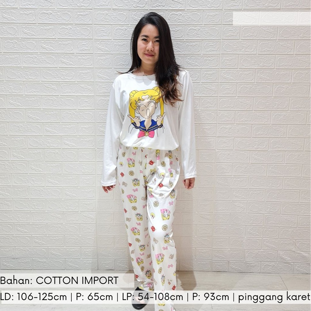 3533 kaos pajamas long sailor moon one set import big baju tidur