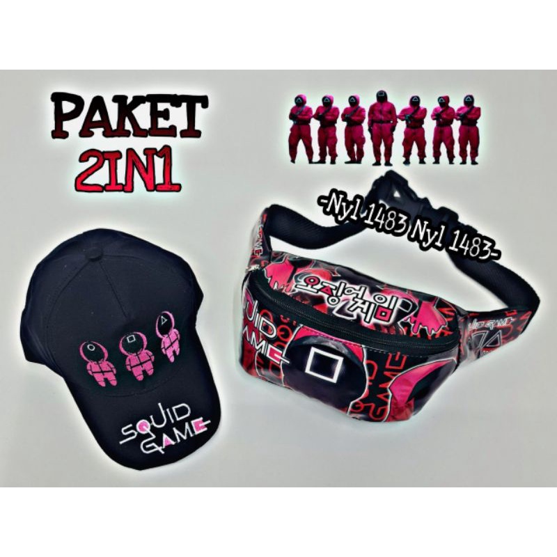 new arrival paket 2in1 tas selempang anak dan topi anak banyak karakter waistbag anak laki laki