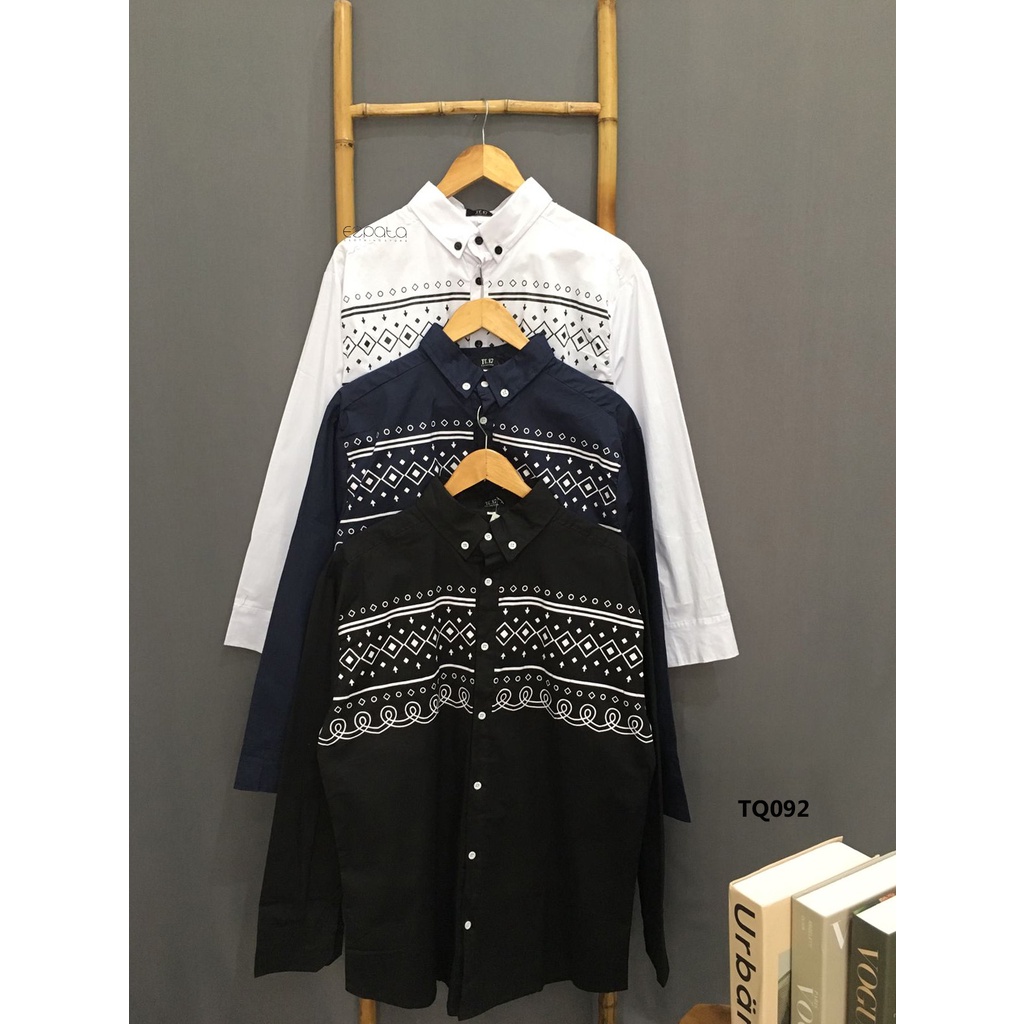 Ezpata Baju Muslim Koko Pria Dewasa Taqwa Lengan Panjang Ukuran L,XL,XXL Bahan Katun Stretch Adem Motif Tribal Sablon