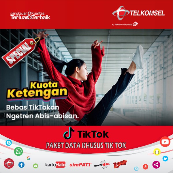 PAKET DATA TELKOMSEL KHUSUS TIK TOK , HARIAN MINGUAN BULANAN | Shopee