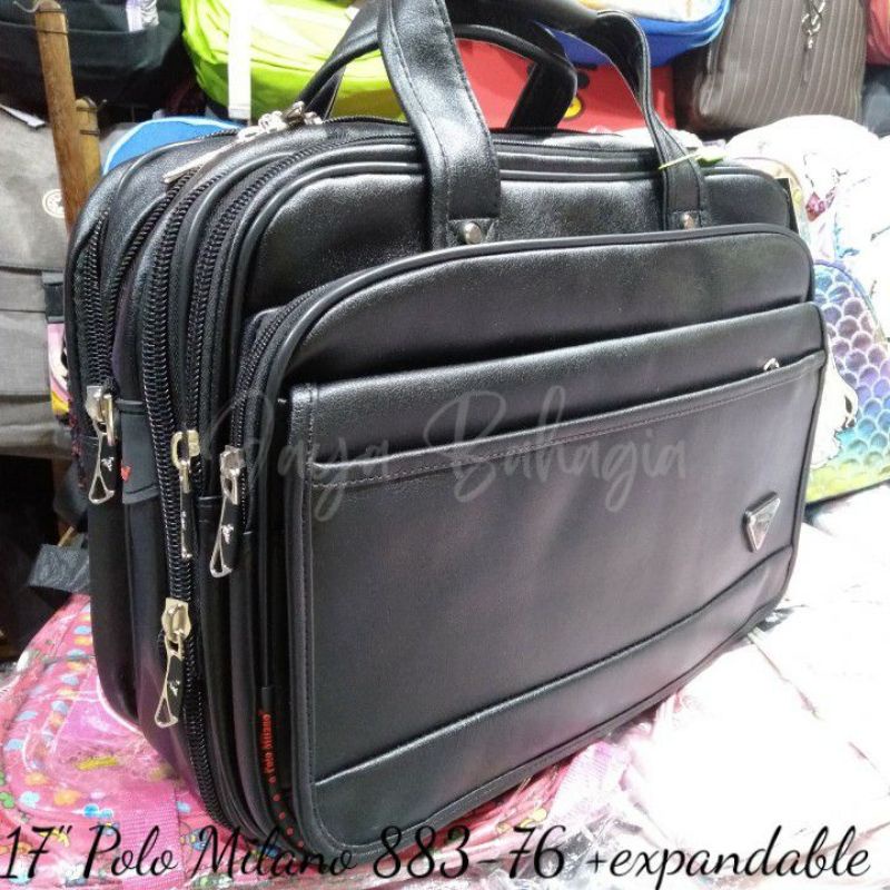 Tas Kantor Laptop Polo Milano Kulit Expand Briefcase Anti Air Selempang Kerja Jinjing Pria Original