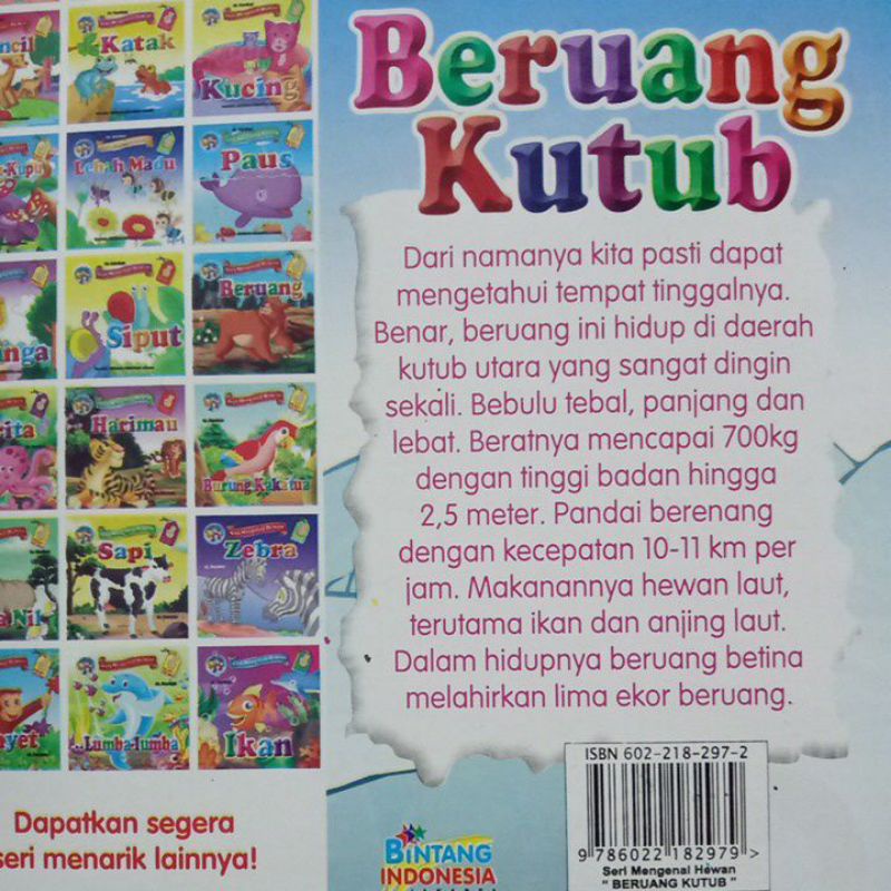 Buku Dongeng Cerita Anak Seri Mengenal Hewan Beruang Kutub /Bilingual