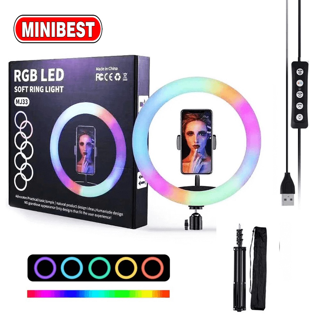 Ring Light RGB 26 CM + 2M Led Rainbow TRIPOD Video LED TIKTOK