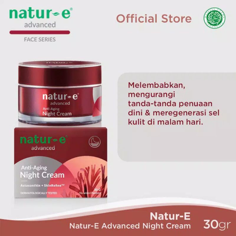 Natur-e advanced anti aging night cream, cream malam natur e pelembab natur e untuk menghilangkan kerutan dan flek hitam serta mencerahkan
