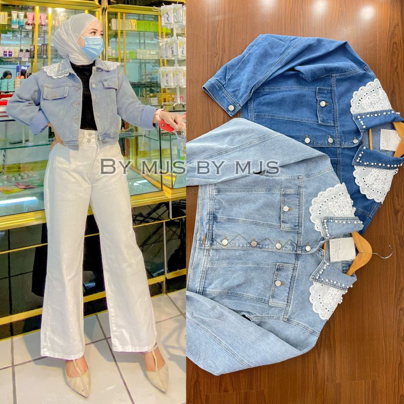 JAKET JEANS IMPORT KOMBINASI RENDA