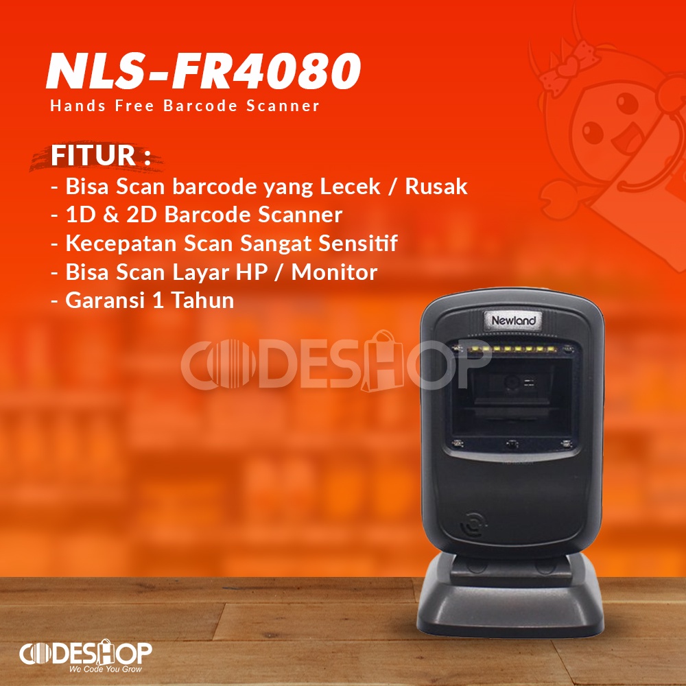 Scanner Barcode Newland NLS-FR4080 Pindai Label 2D