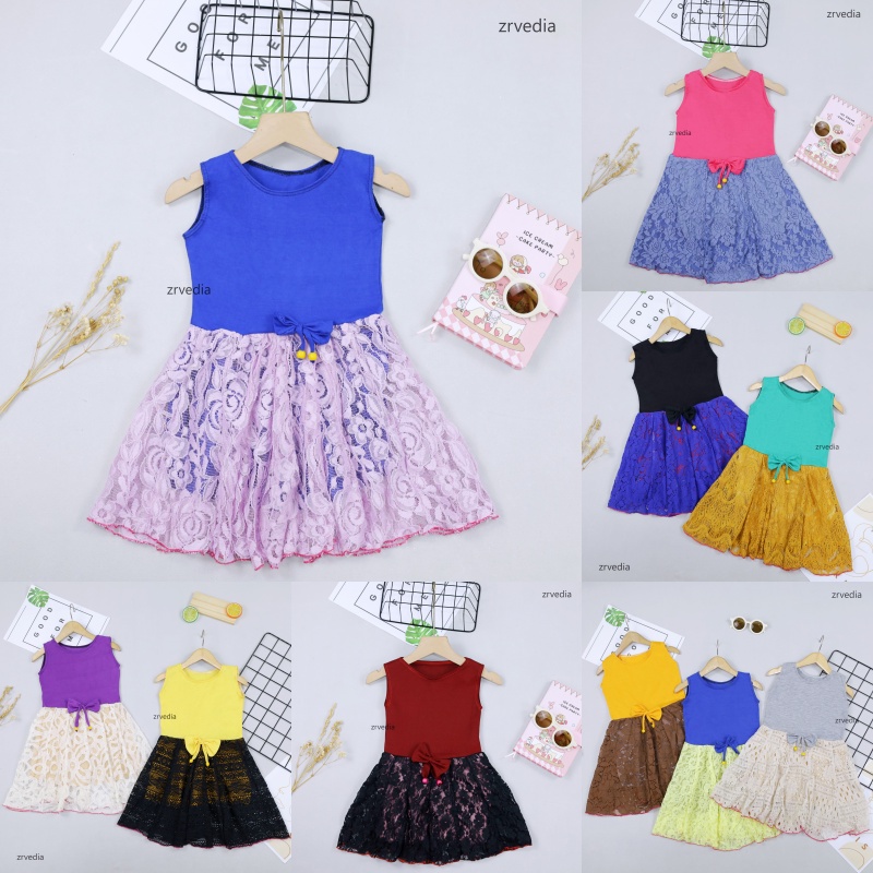 Dress Zevana Uk 1-2 Tahun / Gaun Pesta Balita Baju Kids Import Dres Brukat Kensi Anak Perempuan