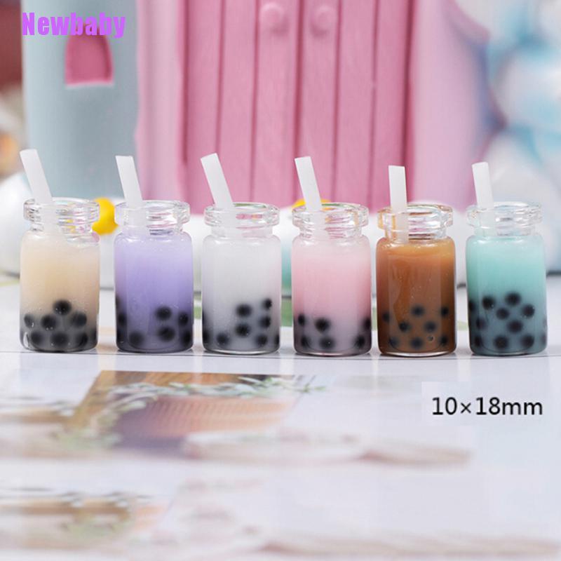 (Newbaby) 2pcs / Set Mainan Miniatur milk tea Untuk Aksesoris Rumah Boneka 1 / 12