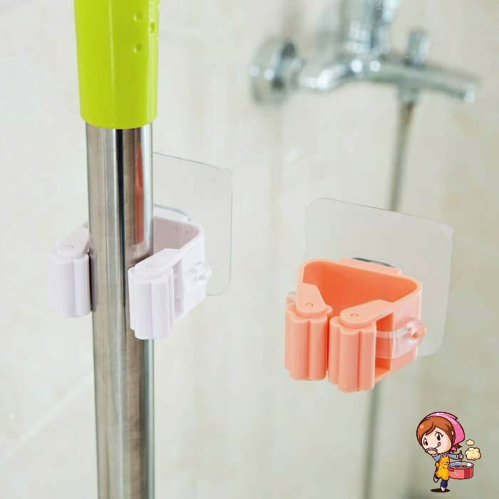 Elmart Klip Penjepit Gantungan Sapu Pel Mop Holder Suction Hanger