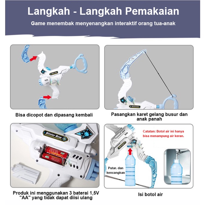 Mainan Anak Busur Panah LED Air 2 in 1 Mesin Gelembung Portable 10 Lubang Electric Mainan Untuk Anak - Anak Pembuat Gelembung Sabun