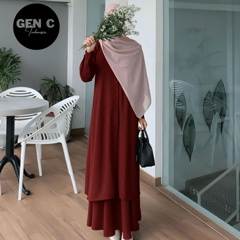 Viral  Baju One Set Tunik + Rok Jumbo Setelan Malaysia Long Tunik Syar'I Setelan Long Tunik Rok