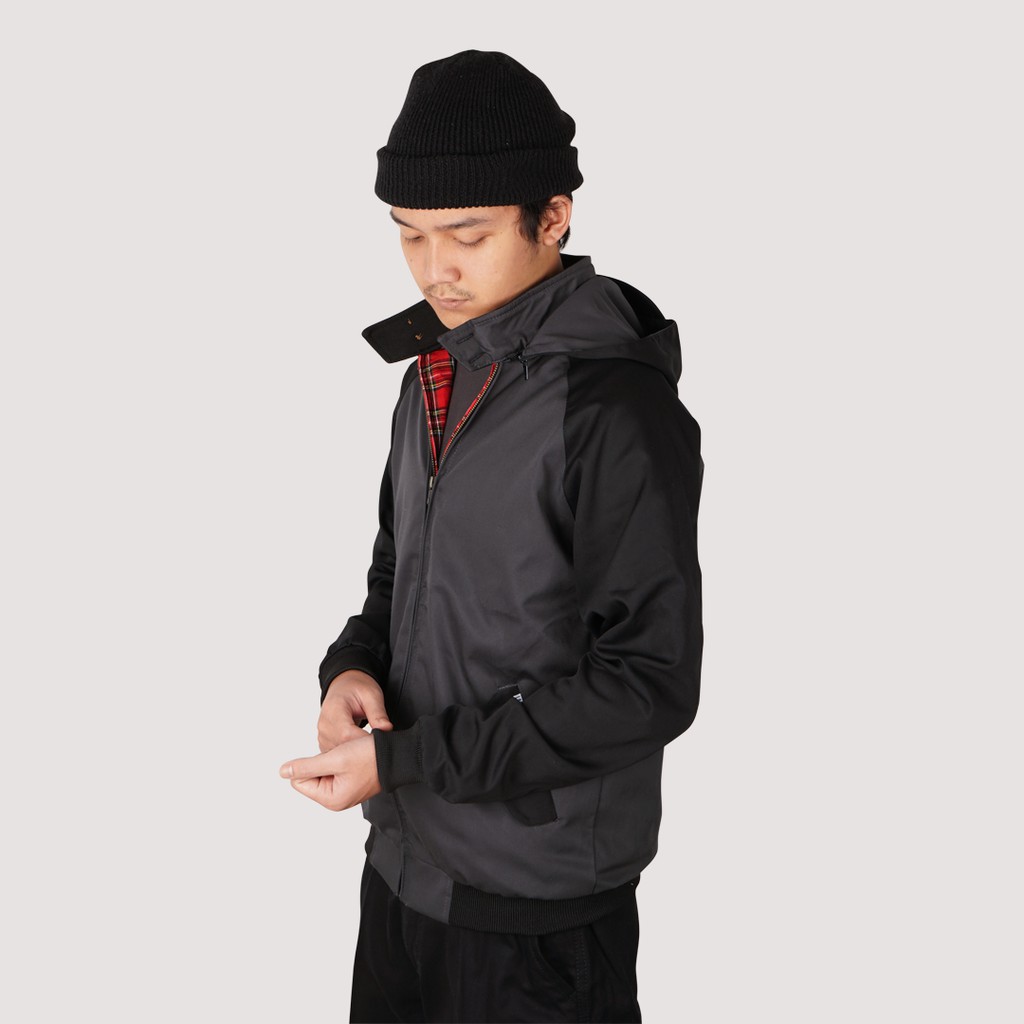 LASTAND FADED BLACK HARRINGTON HOODIE