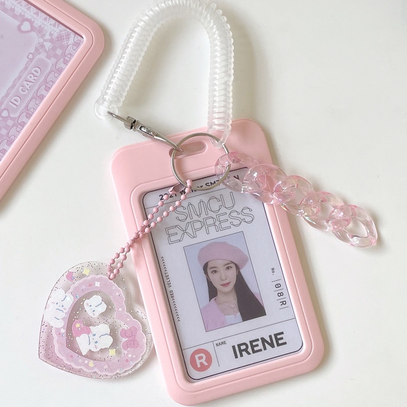 Ins Case Holder Kartu Idol / Foto / Kredit / Bus Anti Air Warna Pink Berkilau