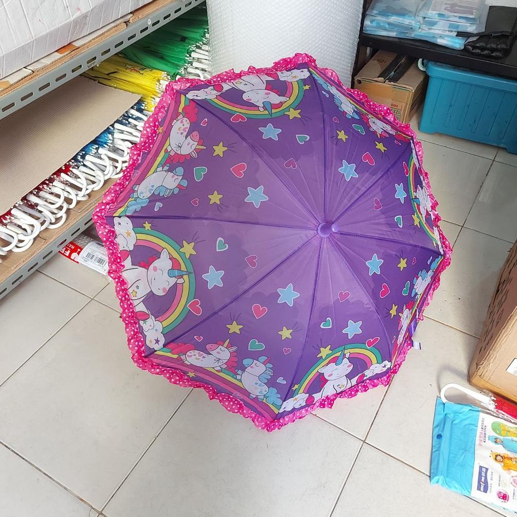 Payung Anak Karakter Kartun / Payung Anak Perempuan / Payung Anak Motif Renda