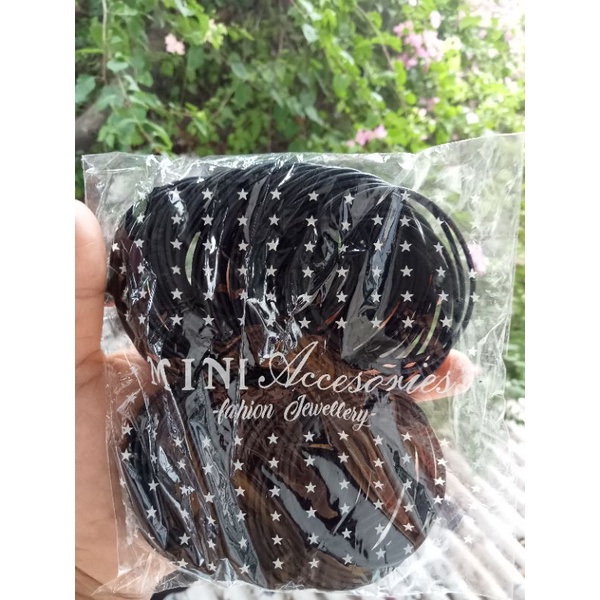 gelang karet polos hitam isi 144pcs gelang tangan mini
