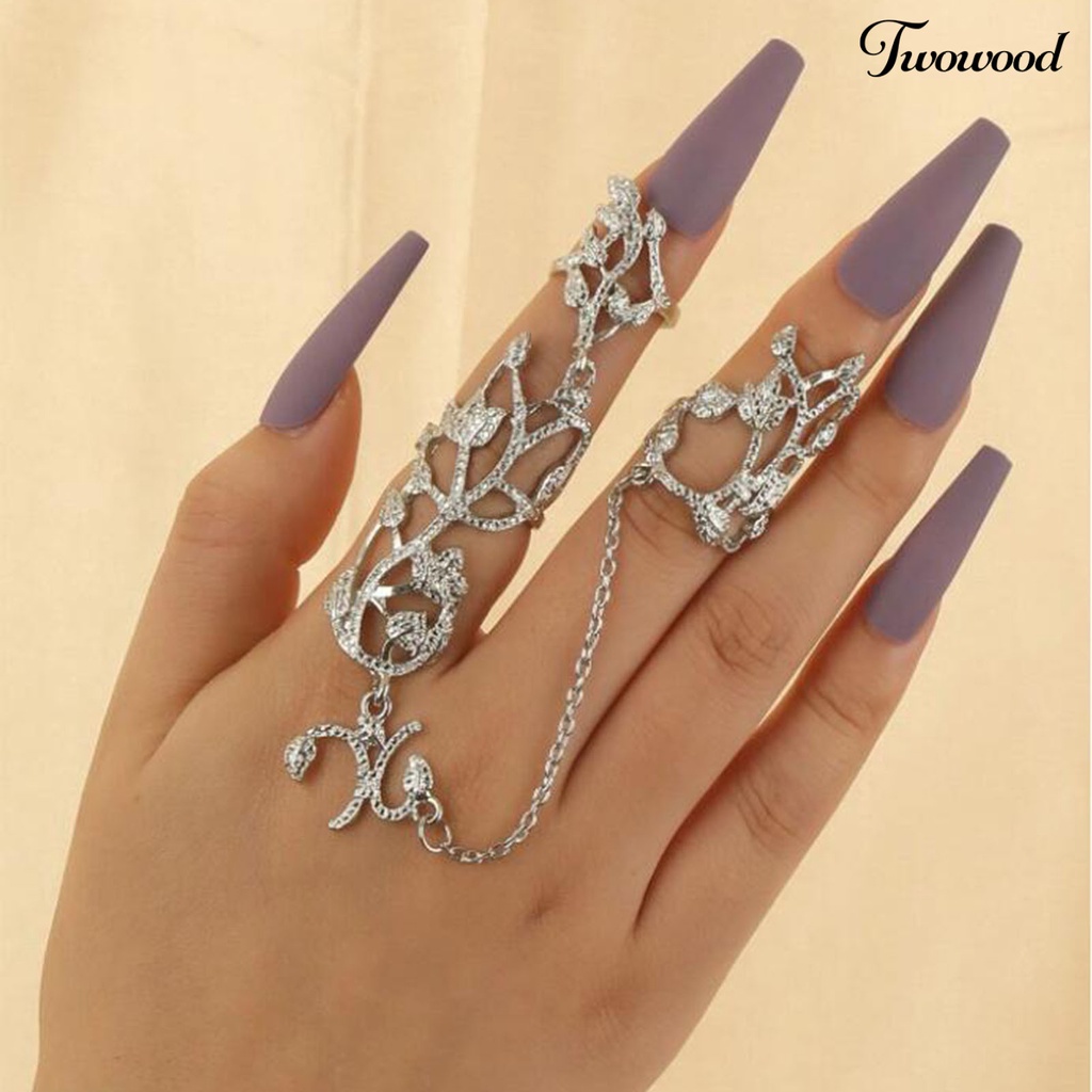 Cincin Rantai Berlian Imitasi Anti Alergi Oksidasi Desain Bunga Gaya Retro Untuk Hadiah