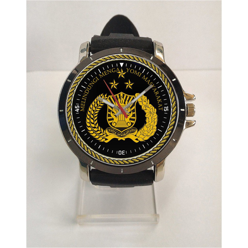 Jam Tangan Pria dan Wanita Rubber Custom Polri Polisi
