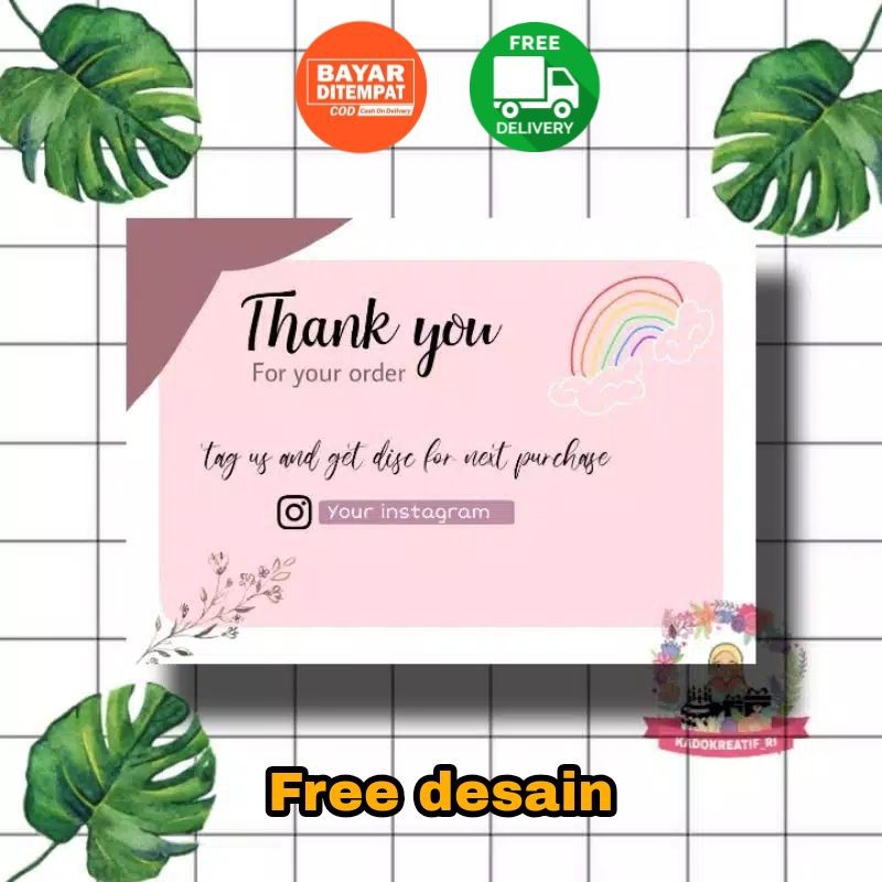 [FREE CUSTOM DESAIN] THANK YOU CARD OLSHOP |kartu ucapan custom Gift card custom FREE COSTUM DESAIN