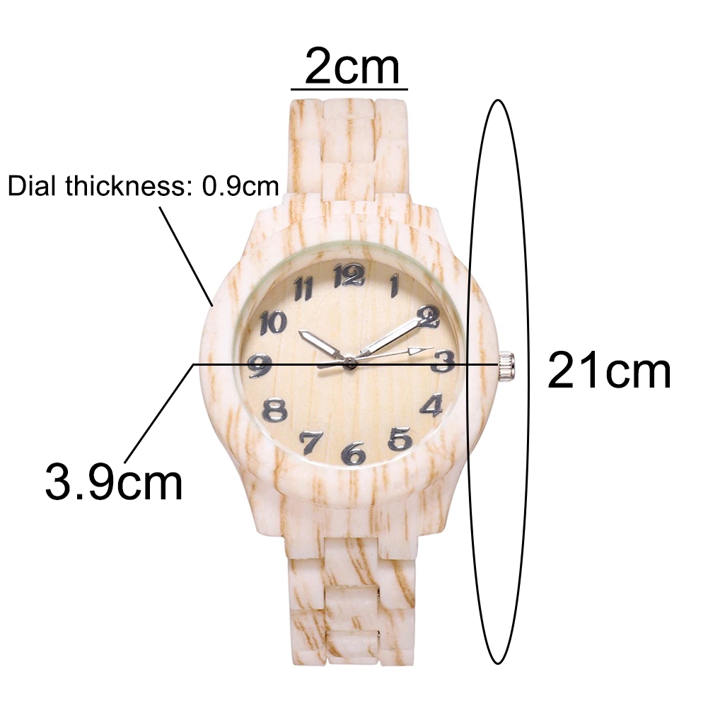 Jam Tangan Kayu Fashion Wanita Korea Casual Model Kaca Bulat Strap Kayu Quartz Analog