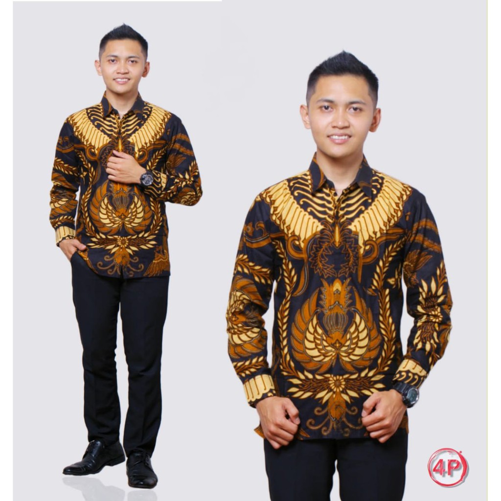 BSWART BATIK HRB026 Kenongo Hem Pendek Padi Pekalongan M L XL Batik Pria MURAH