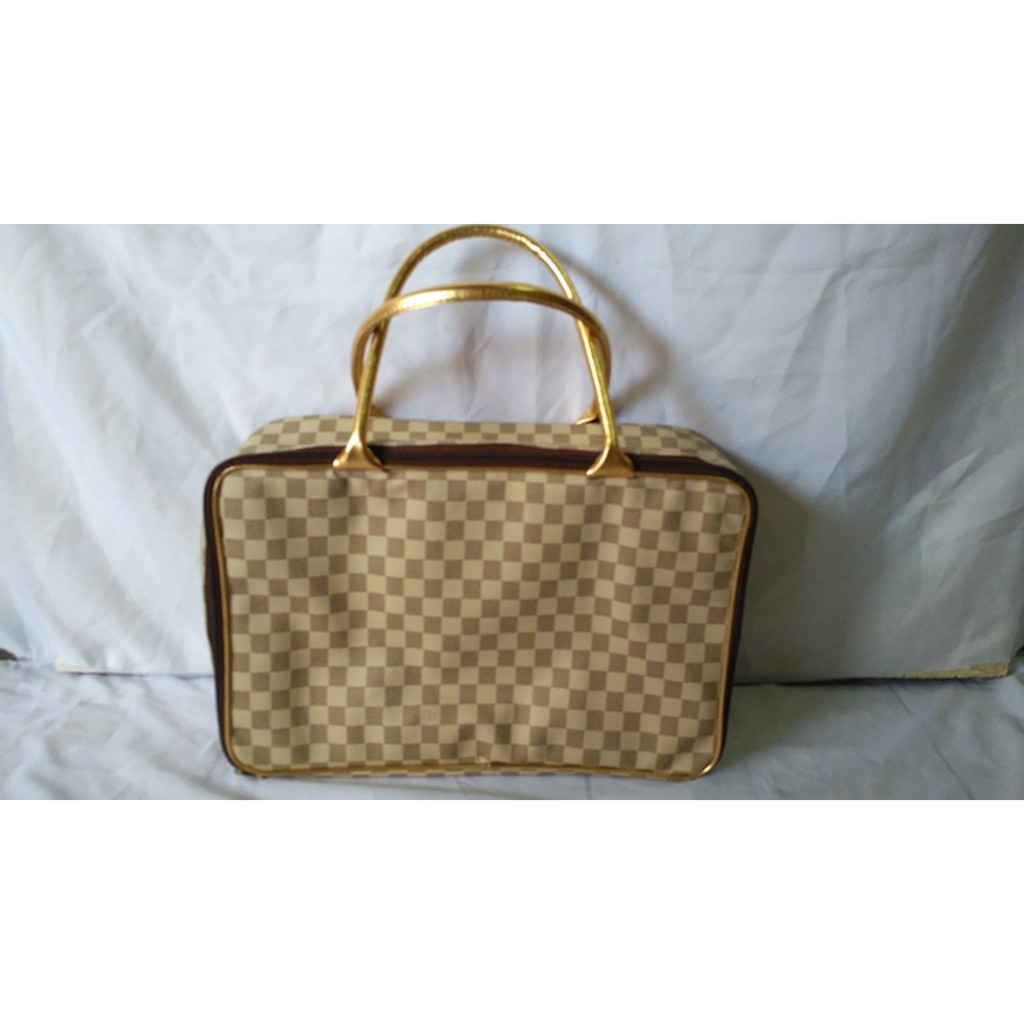 TAS KOPER TRAVELLING BAG LV DAMIER BEIGE KULIT IMITASI