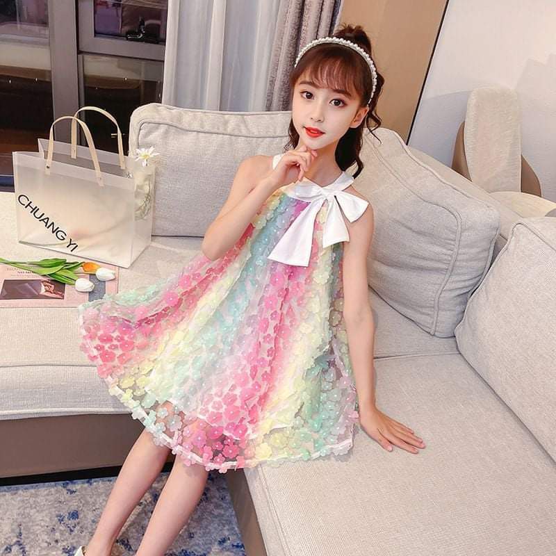 Dress Anak Perempuan Full Flower Rainbow