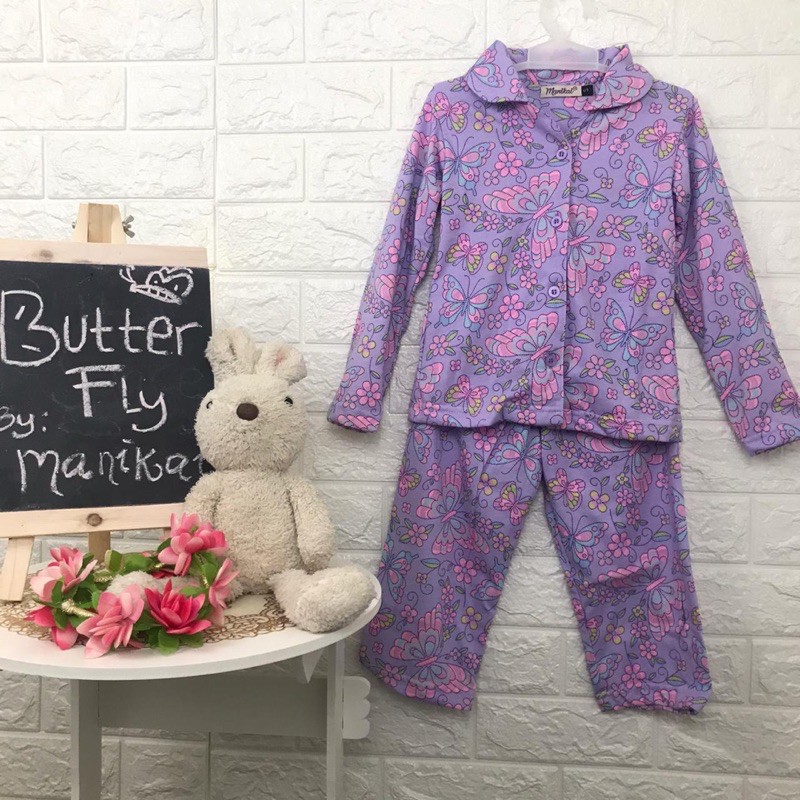 Piyama Anak Kaos Motif Butterfly