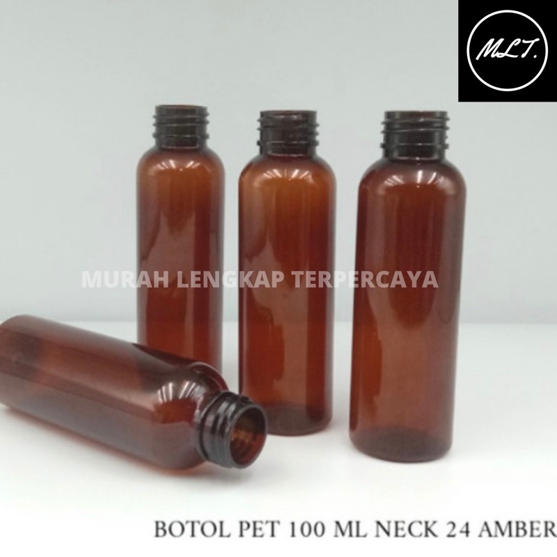 BOTOL PET 100ML AMBER BR 100ML AMBER COKLAT 24MM TANPA TUTUP 100 ML COLLAT NECK 24 AMBER SEMPROT