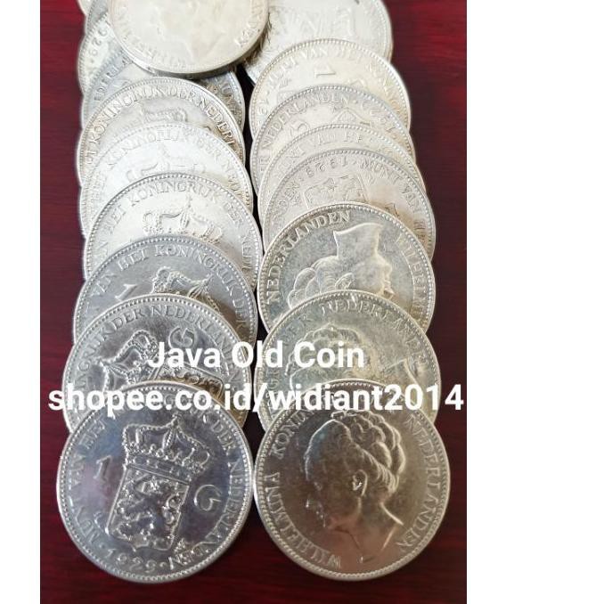 Terbaik koin kuno, koin perak 1 Gulden Wilhelmina tahun 1929 ... ...