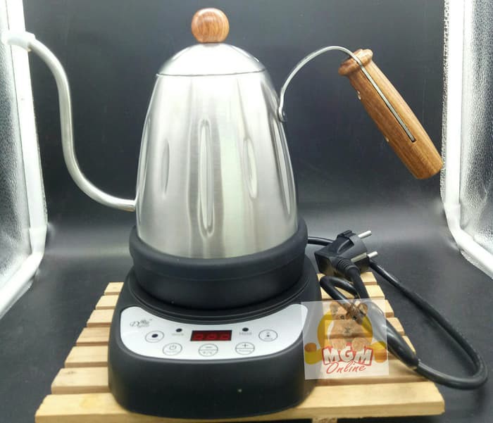 Teko Angsa listrik gagang Kayu 700ml / Electric Coffee Kettle 2348