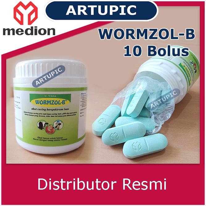 Wormzol Bolus 1 Pot isi 10 Bolus Obat Cacing Cacingan Pita Sapi Kerbau Kuda Kurus Wormzol-B