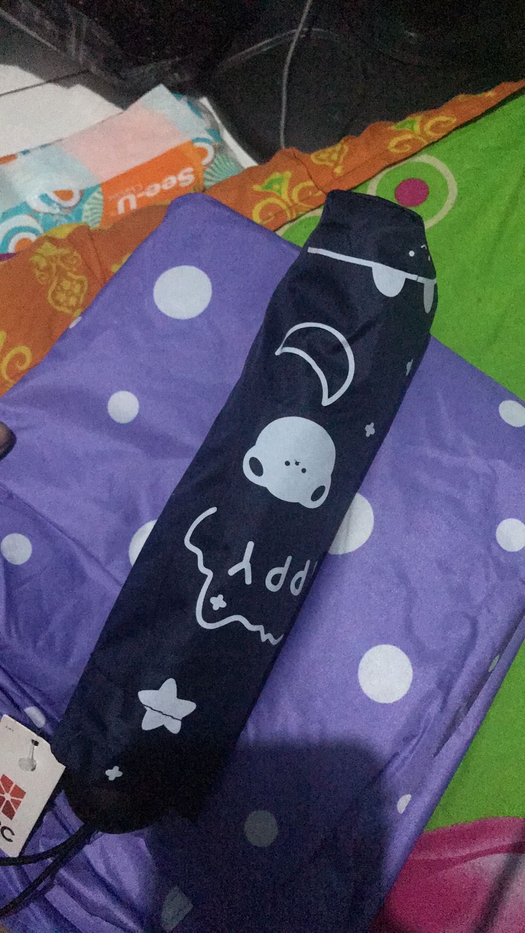 Payung Lipat 3 Happy Full Print / Lapis Hitam Anti Uv / Grc - 001