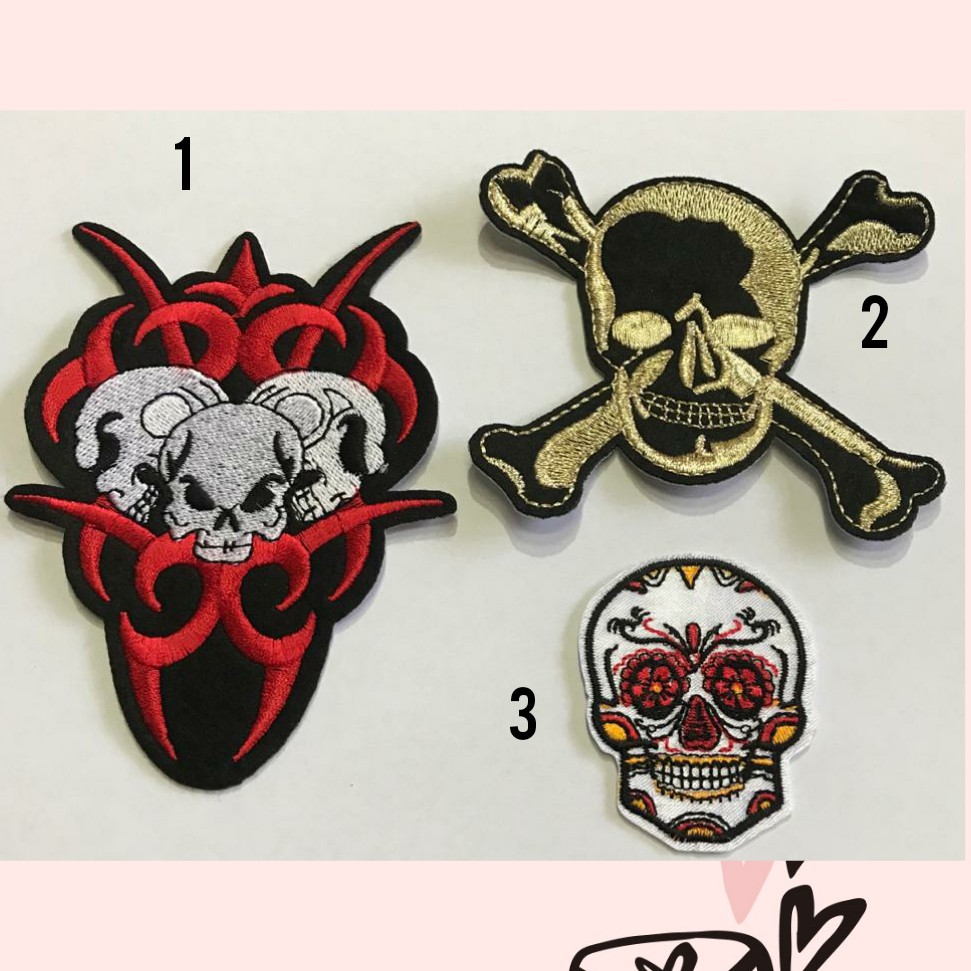 PATCH BORDIR TENGKORAK | EMBLEM BORDIR BENTUK