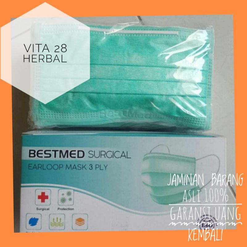bestmed surgical mask masker medis earloop 3 ply warna warni izin resmi kemenkes