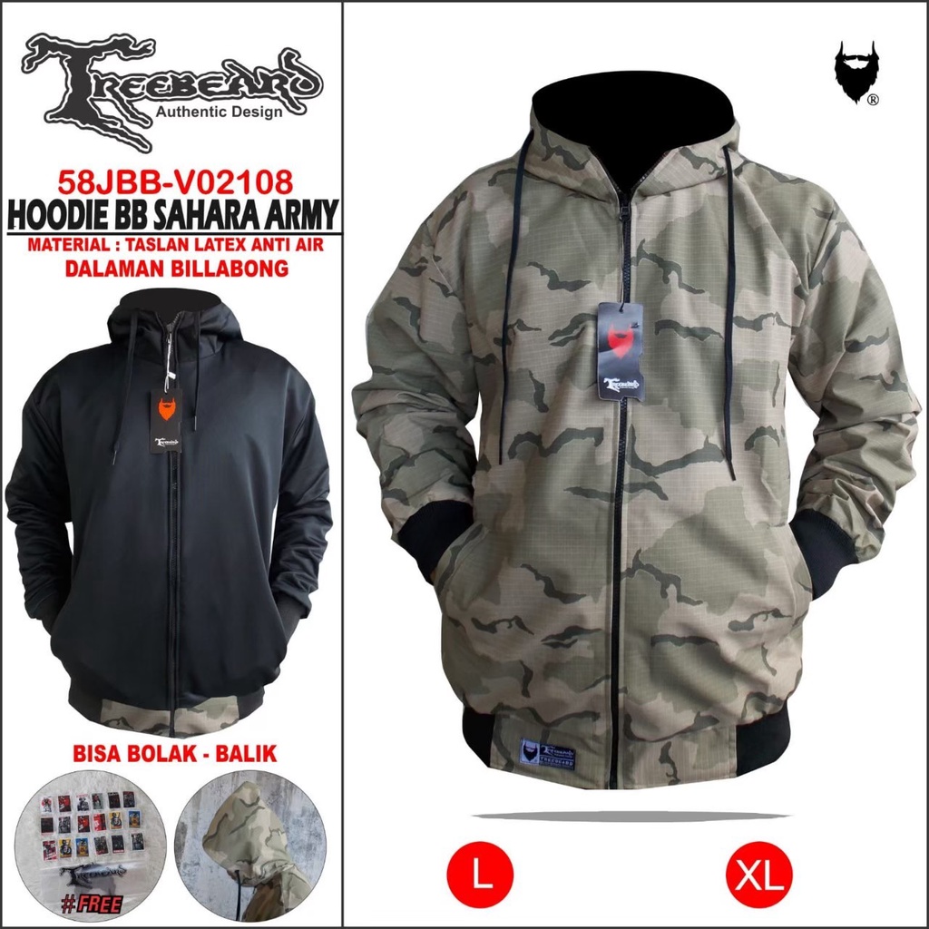 Jaket pria premium/jaket hoodie/jaket resleting/jaket bolak balik TREEBEARD Ori