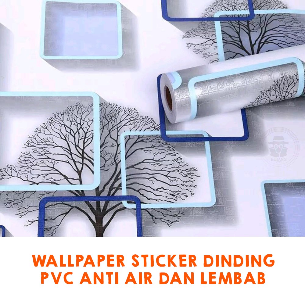 Wallpaper Stiker Dinding | Walpaper dinding Kamar Tidur | Wallpaper Promo |KOTAK BIRU