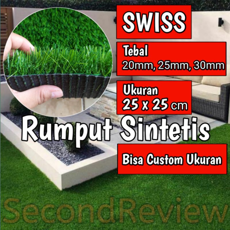 RUMPUT SINTETIS SWISS 20MM, 25MM, 30MM MURAH UKURAN 25X25 CM