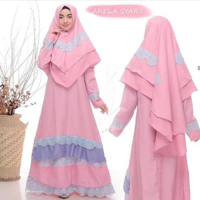 Syari
Set gamis + hijab
Moscrepe +khimar
Fit L