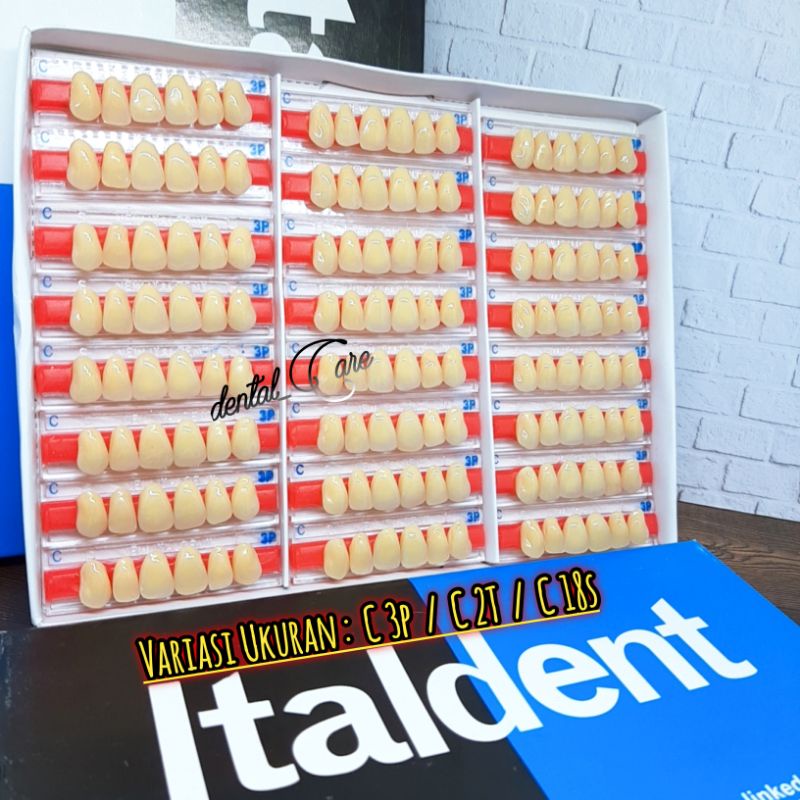 Italdent Gigi palsu Depan Atas  Warna [ C ] Ukuran 3p 447 17 18 18s 2T 1 Strip Isi 6 buah Gigi )