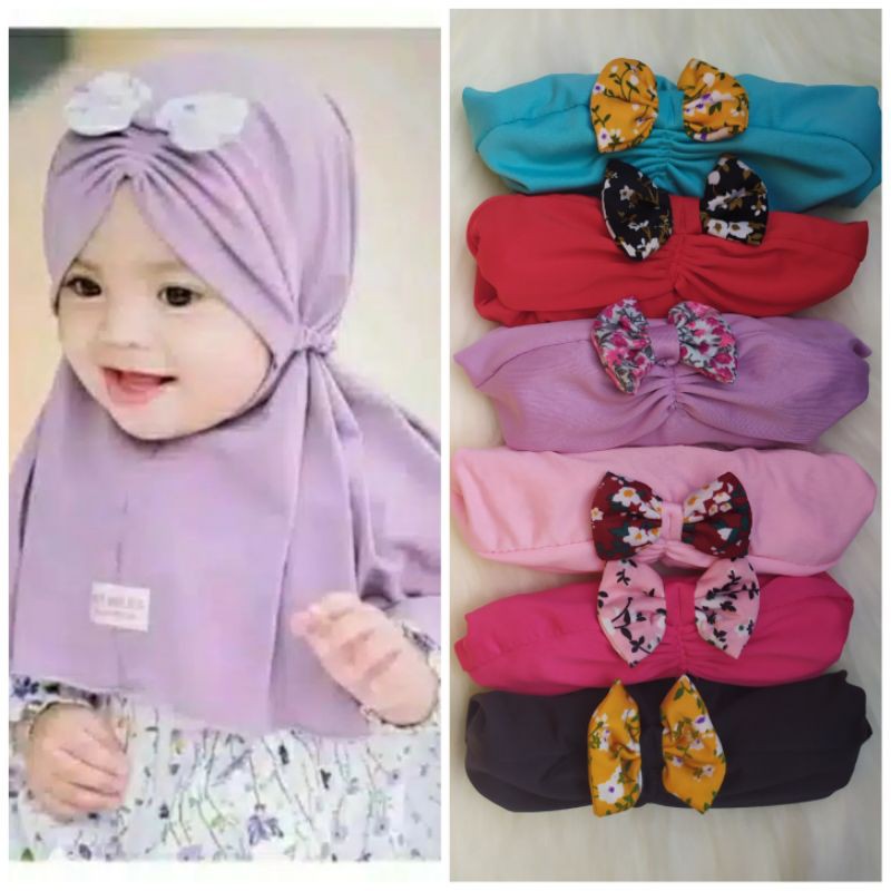 jilbab / anak / bayi / hijab /allsize 0-3 tahun/ NABILA SYIRIA KERUT TALI-1