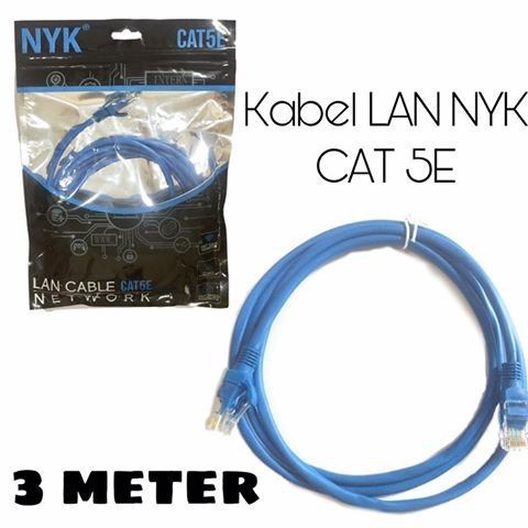 Kabel Lan UTP Cat5E 3m / Internet / Ethernet Cable NYK 3 meter