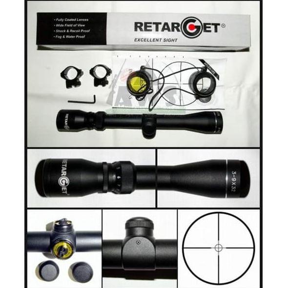 Gilaa Teleskop Rifflescope Senapan Angin Retarget 3-9X32E Bergaransi