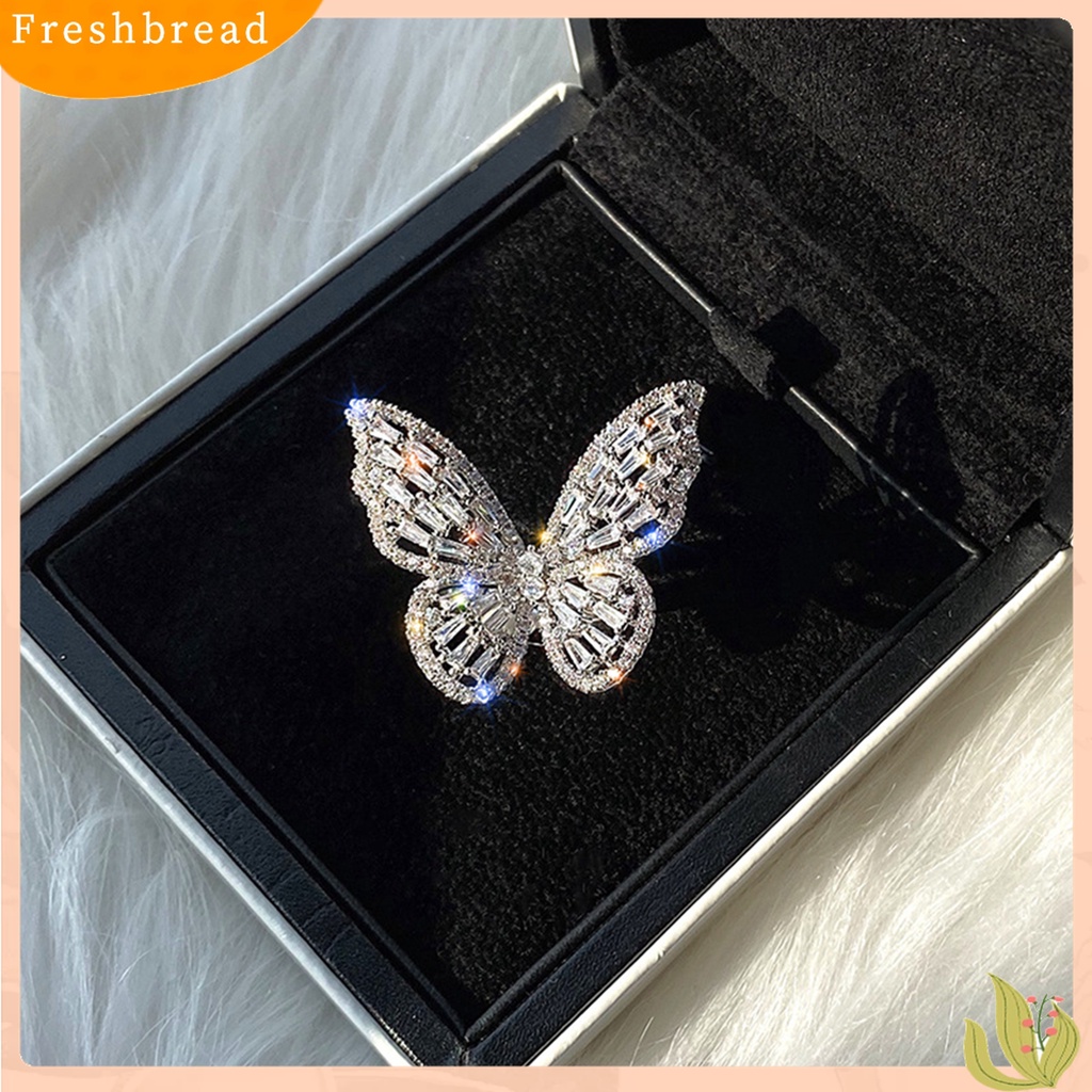 Terlaris Women Fashion Cubic Zirconia Inlaid Butterfly Finger Ring Party Jewelry Gift