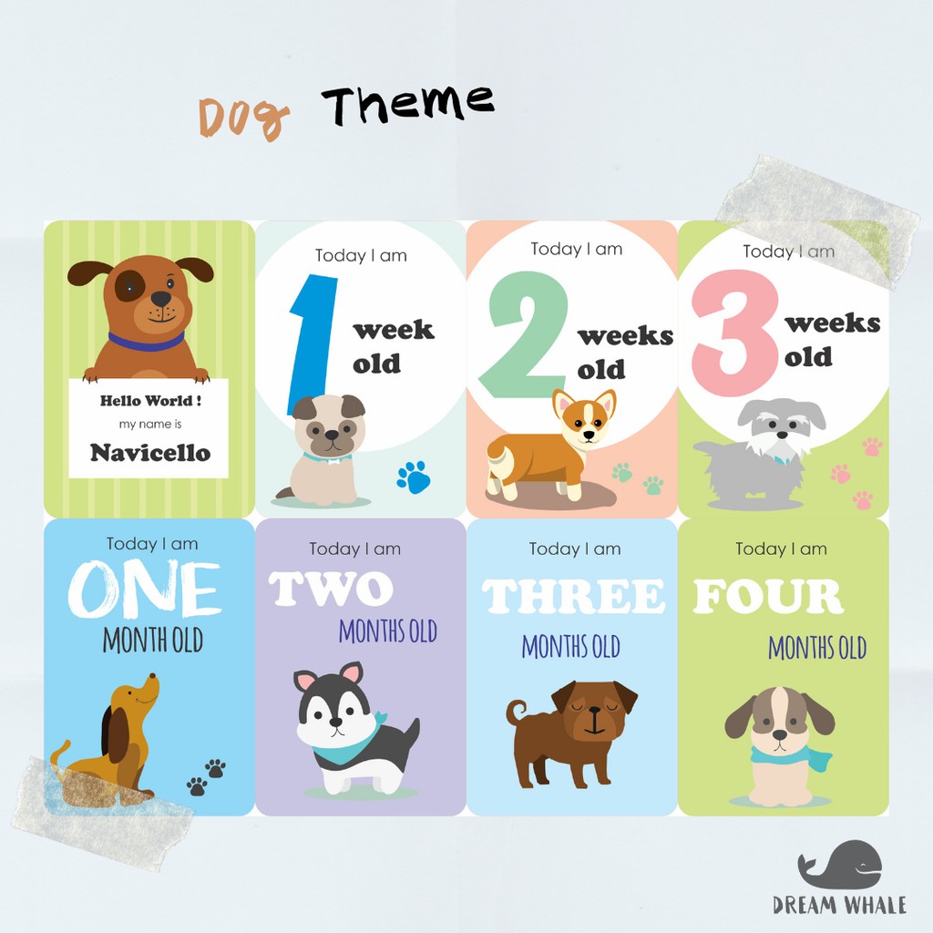 Custom Baby Milestone Card - Dog - DreamWhale