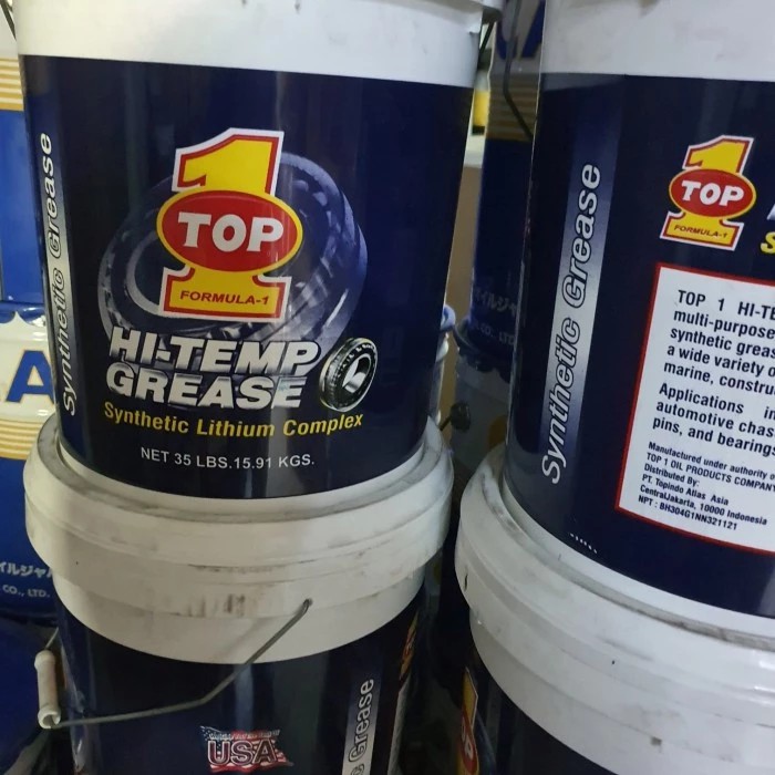 TOP1 TOP 1 TOP ONE HI-TEMP GREASE SYNTHETIC LITHIUM COMPLEX (15.91KG)