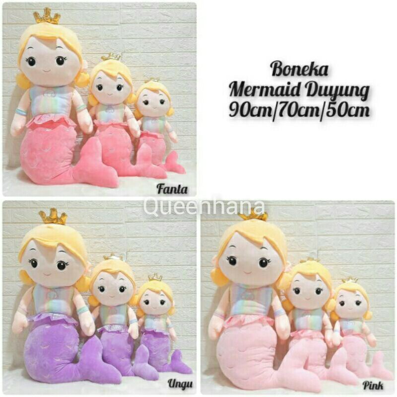 Boneka Karakter Mermaid lucu Bahan Soft Lembut Dan Elastis XL 50cm Jumbo 70cm Giant 90cm