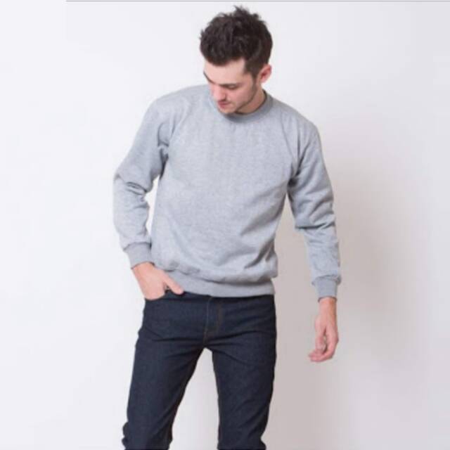 SWEATER BASIC POLOS PRIA ABU-ABU SWEATER PRIA/WANITA UNISEX SWEATER GROSIR SWEATER HITAM MURAHCOTTON