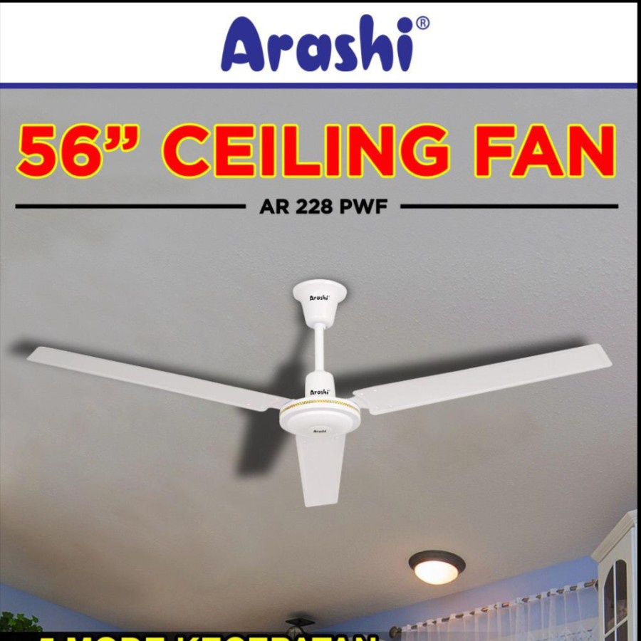 ARASHI Kipas Angin Gantung 56 Inch - Ceiling Fan Besi 56&quot;