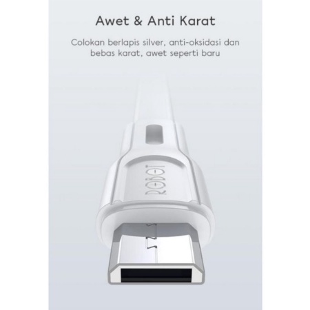 Kabel data Robot RDM 100s Micro USB Fast Charging White Original Robot